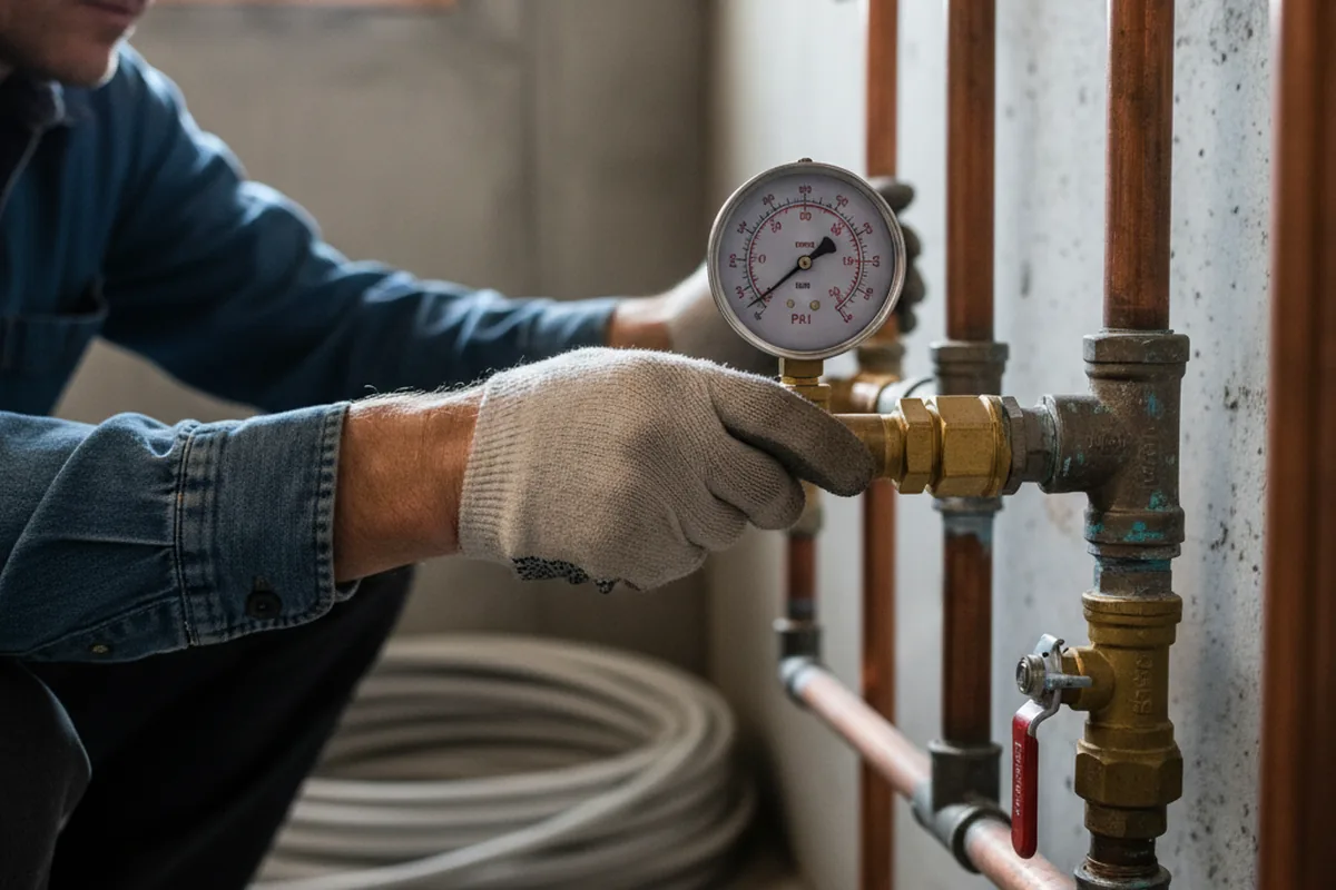 Pressure testing a repaired line during Water Line Repair in Oostburg